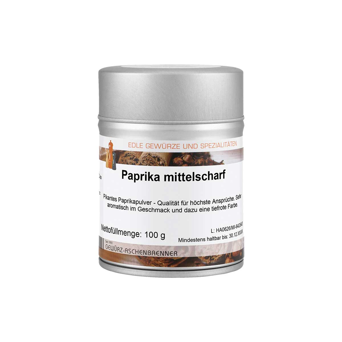 Paprikapulver mittelscharf. Kleine Dose.