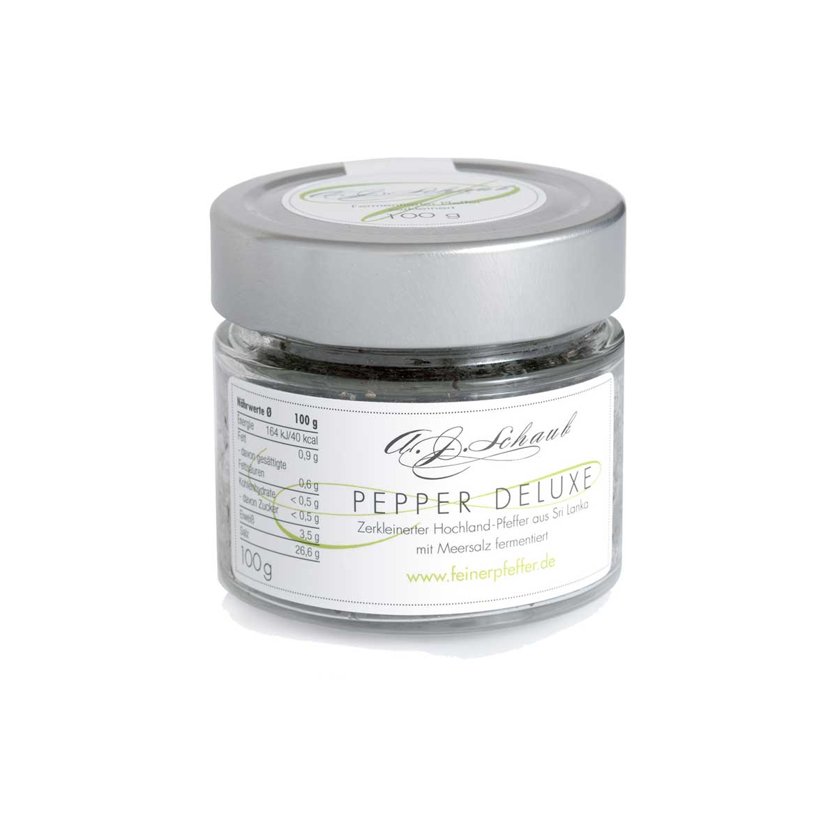 Pepper Deluxe Glas. Exquisiter fermentierter Pfeffer aus Sri Lanka – perfekt zum Verfeinern von Fisch und Fleisch.